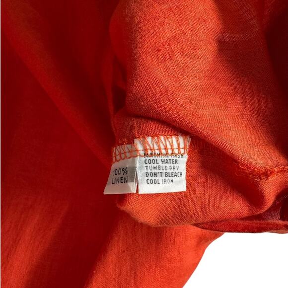 Planet Orange Signature Linen Button Down Shirt One Size Lagenlook Lightweight - Picture 8 of 8